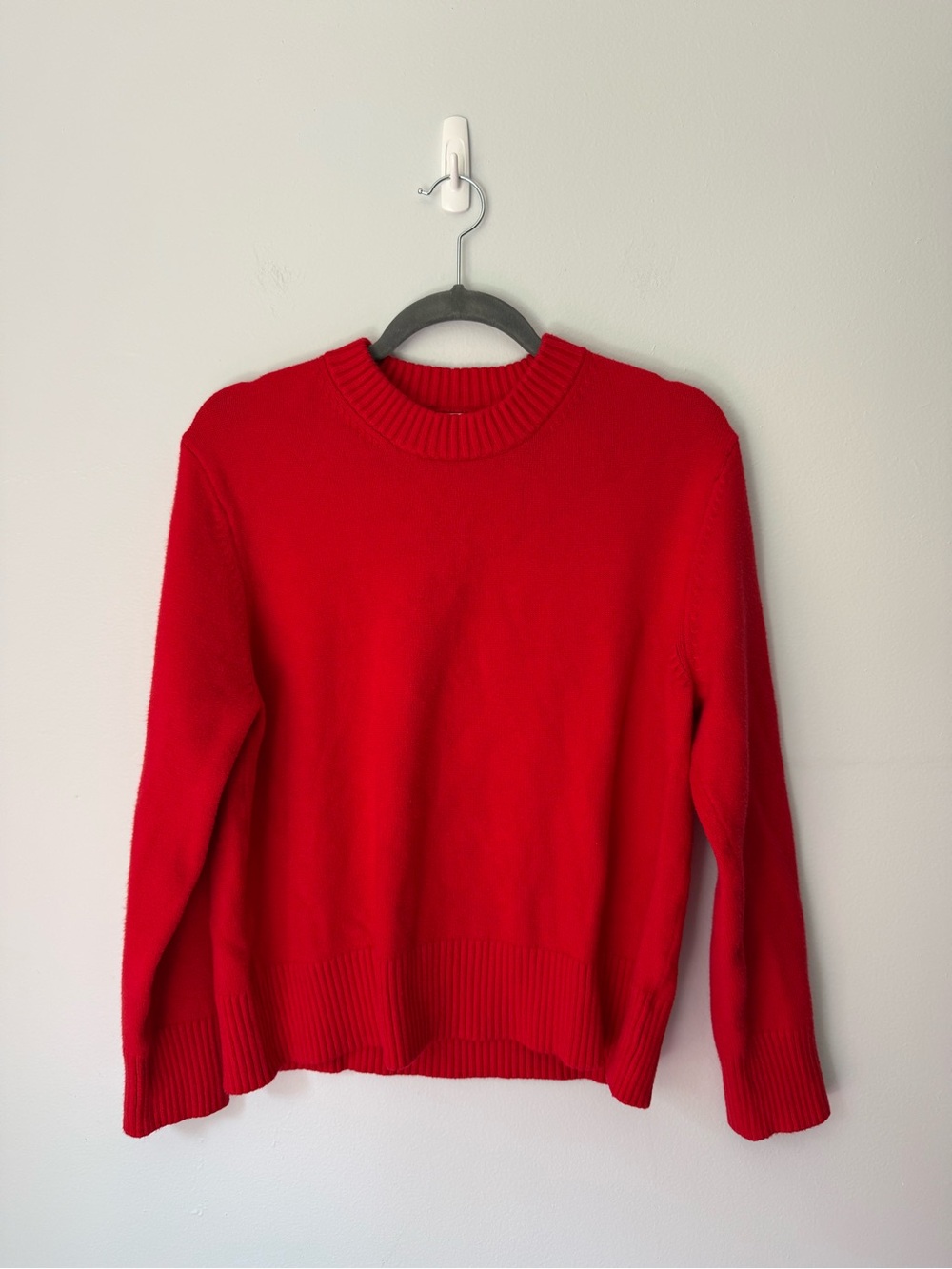 Women's Red Crewneck Long Sleeve Sweater